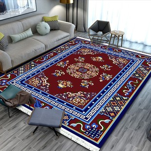 拉萨发货包邮藏式民族风仿羊绒地毯拍一个1.2米的送一个脚垫
