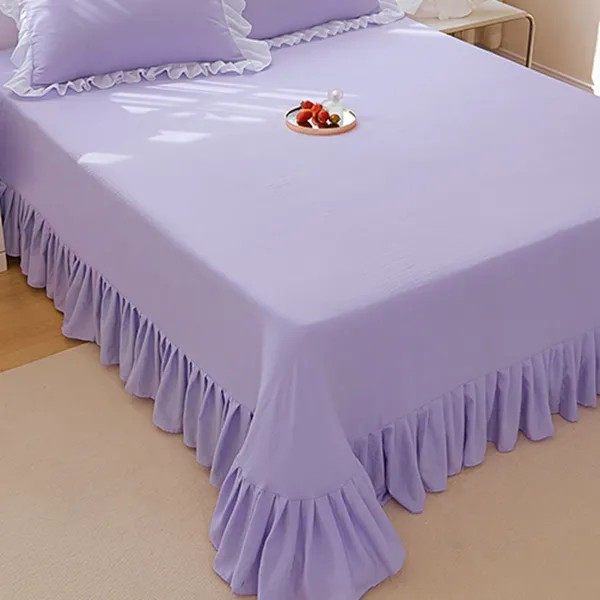 超柔不滑床单水洗棉被单可机洗水洗荷叶边花边韩版床套公主风床罩