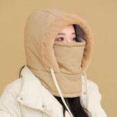 新款 温暖一冬 保暖雷锋帽加绒加厚护耳防寒围脖一体防风骑行帽