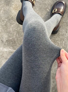 平板棉灰色连裤袜春秋款女不掉档大码加肥加大显瘦打底裤加绒加厚