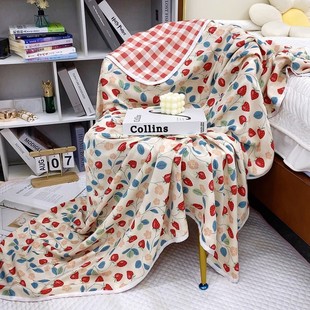 午休盖毯 185±10cm 双层人造棉绵绸韩香稠盖毯空调毯 145