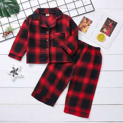 Children's clothing red plaid children's suit Christmas plai