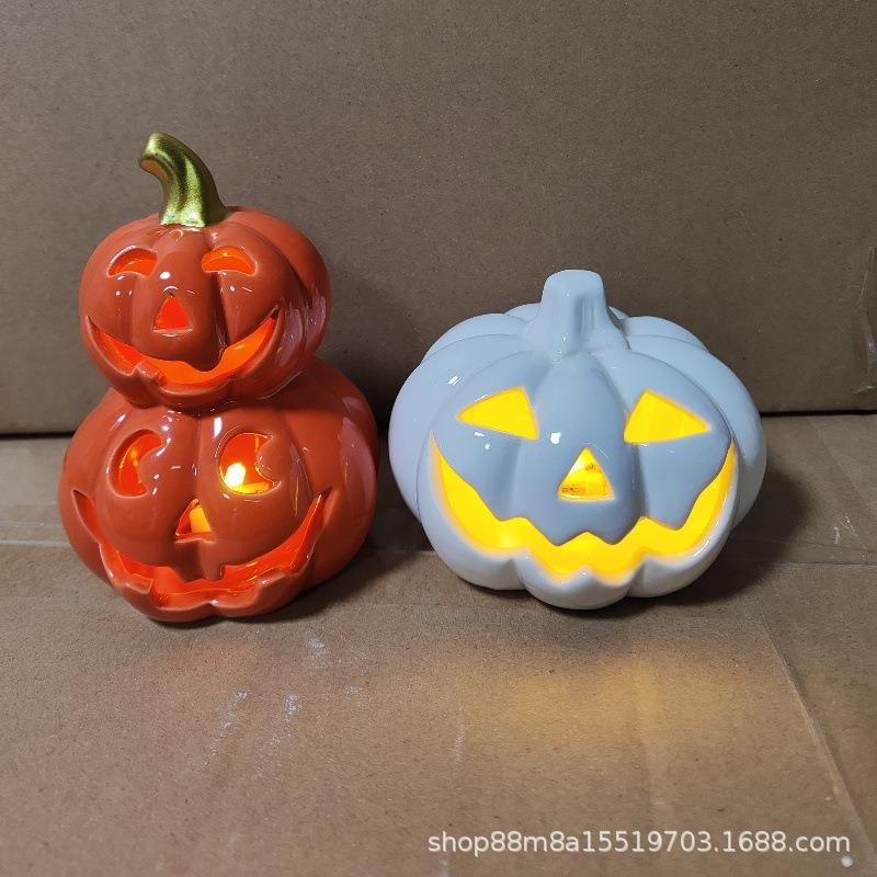 Halloween Pumpkin Lantern Ceramic Luminous Ornament南瓜灯