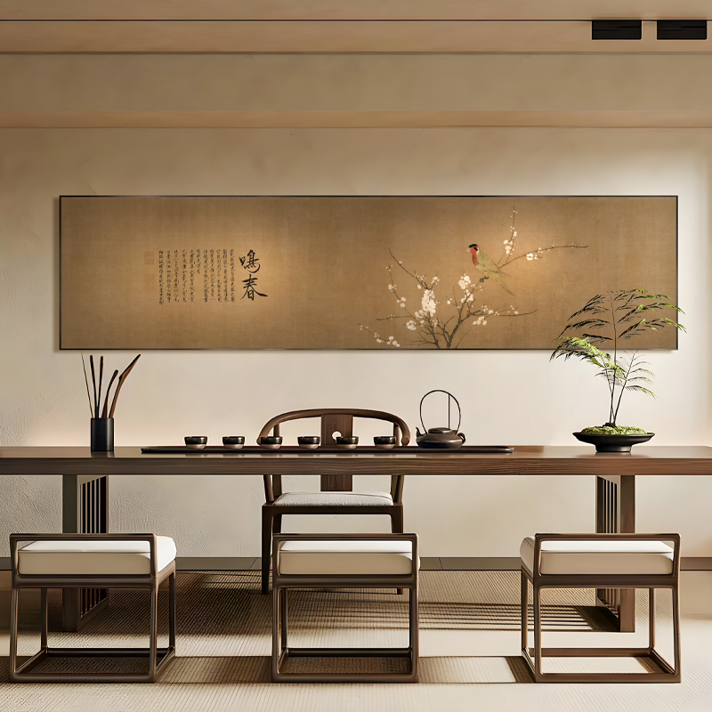 宋代美学金箔画中国风花鸟茶室书房背景墙高端民宿包房新中式挂画