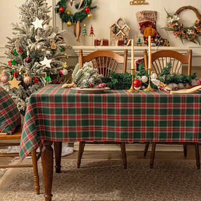 Christmas Themed Checkered Tablecloth Suitable For Holiday