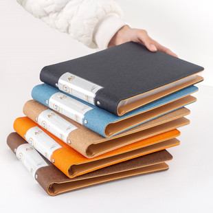 皮质横版A5-6孔活页夹横式文件夹横向款高清资料册A5资料收纳本