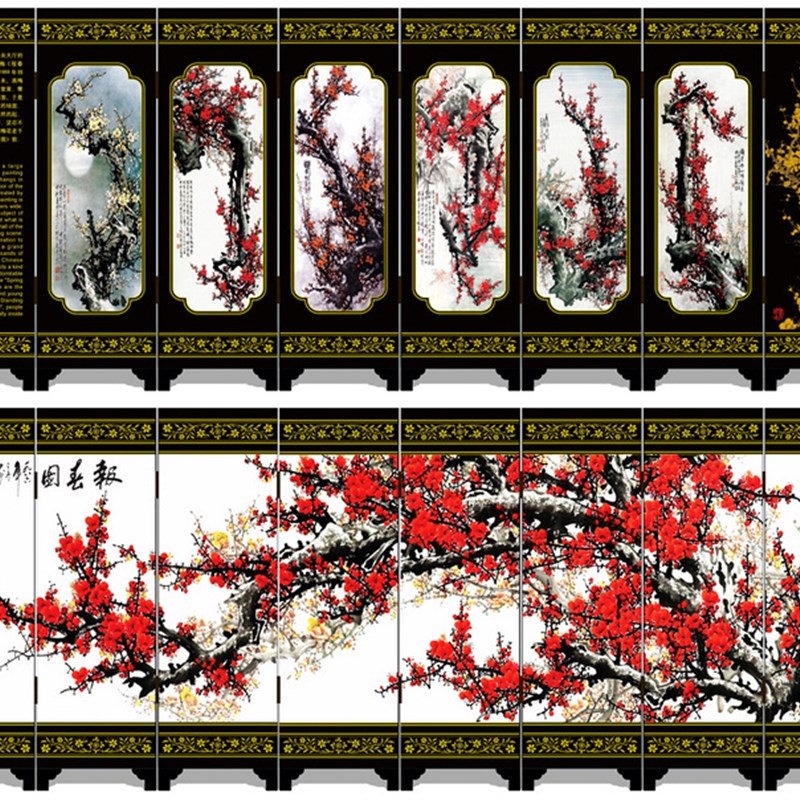 八扇仿古漆器小屏风摆件 中国风特色出国礼品送老外朋友外事礼物