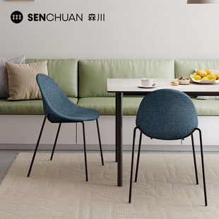 意式 极简科技皮餐椅不锈钢色轻奢北欧设计表情书桌网红化妆椅森川