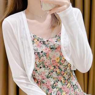 连衣裙外搭披肩短款 配吊带裙子 网纱开衫 薄款 小外套女 防晒衣夏季