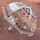 鸟笼伞拱形雨伞公主伞儿童伞蘑菇伞上学雏菊波点透明卡通安全开关