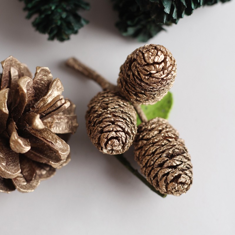 圣诞装饰品材料包松果松针铃铛金色红色花环手工教学活动节日道具