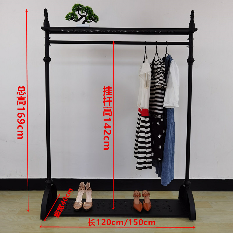 欧式服装店衣架展示架落地式女装店中岛货架陈列架铁艺挂衣服架子