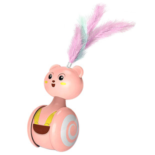 宠物玩具自嗨猫咪趣味不倒翁猫抓球追逐狗中小型解闷羽毛小球小鸡