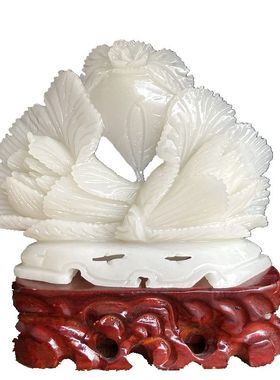 玉白菜摆件新中式客厅玄关招财装饰店铺开业乔迁新居礼物天然玉石