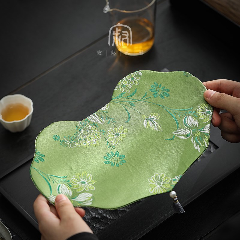 寂艺新款双面小茶席功夫茶具防水垫织绵布艺创意干泡茶垫茶道零配