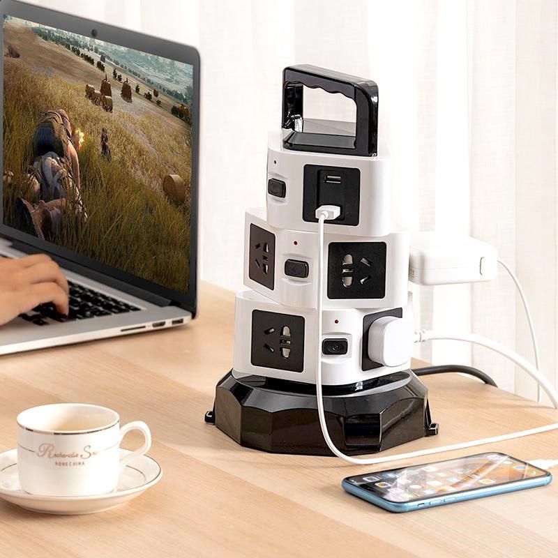A立式插座usb插线板带线家用立体接拖线板180旋转多功能接线板