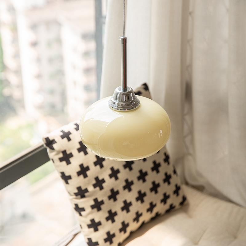 包豪斯复古餐厅吊灯床头吧台过道卧室玻璃奶油风法式小吊灯