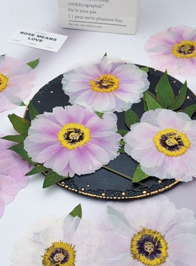 淡紫渐变油画牡丹干花压花婚礼请柬手账手工DIY装饰花相框材料