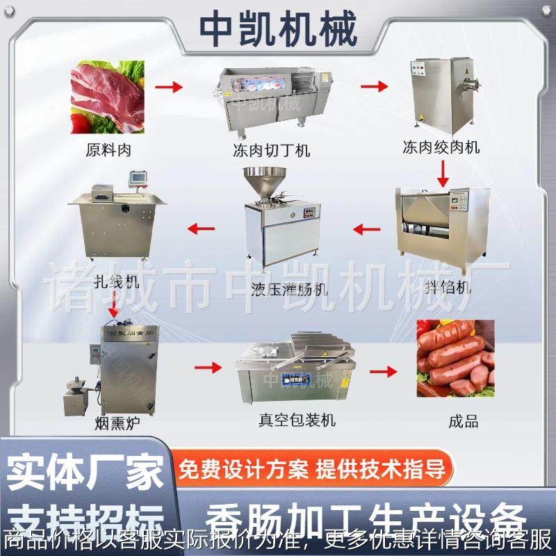 全自动香肠全套加工设备 红肠腊肠生产流水线 烤肠肉制品加工线,清洗/食品/商业设备,肉制品加工设备,淘宝优惠券,粉丝福利购,淘宝优惠卷
