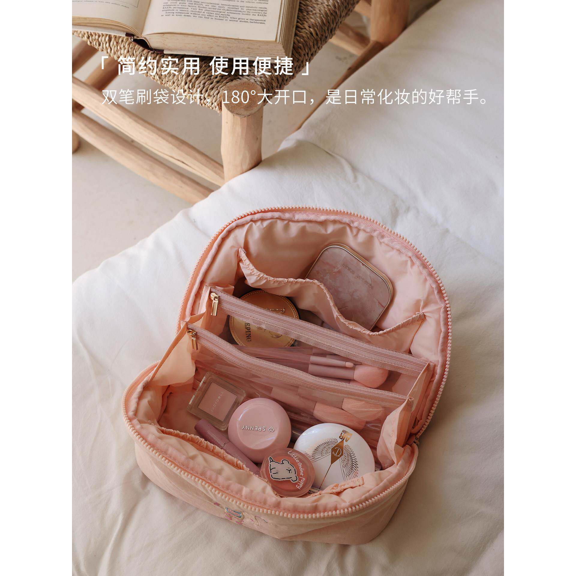 化妆包女乎225新款in收s软乎夹棉旅行出差纳包大容量便携0洗漱包