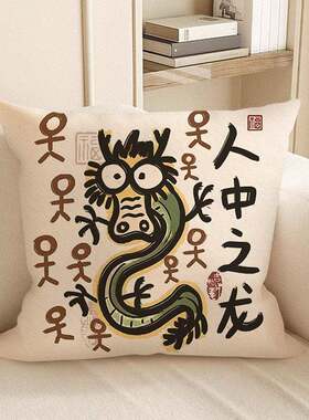 搞怪文字靠枕卧龙凤雏抱枕宿舍寝室生日礼物可爱靠垫床头沙发靠枕