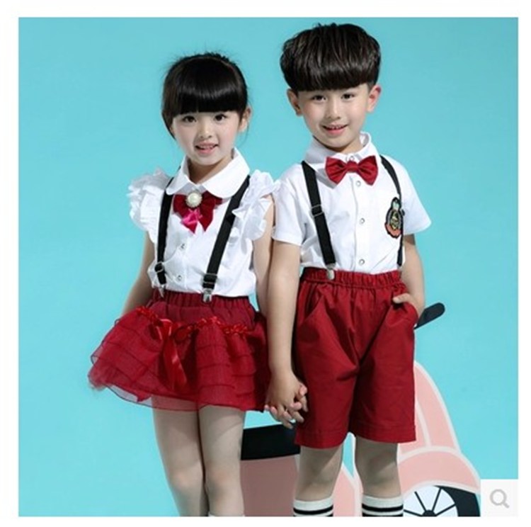 六一儿童演出服小学生合唱团背带裤幼儿园校服表演服礼服朗诵纱裙
