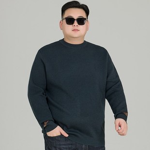 羊毛混纺加绒毛衣男款加肥加大码半高领打底衫胖子冬季保暖针织衫