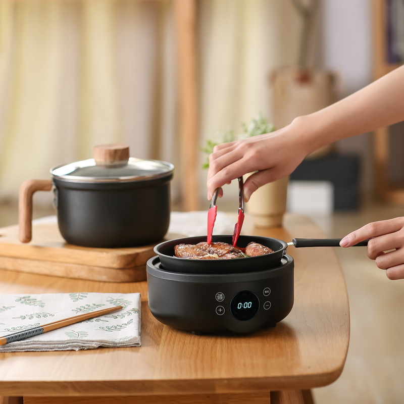 110V智能电煮锅家用多功能料理锅便捷式旅行分体煎炒煮火锅蒸锅