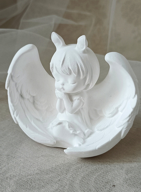 石膏翅膀安妮宝贝小天使女孩北欧风格人物情侣房间桌面摆件可爱