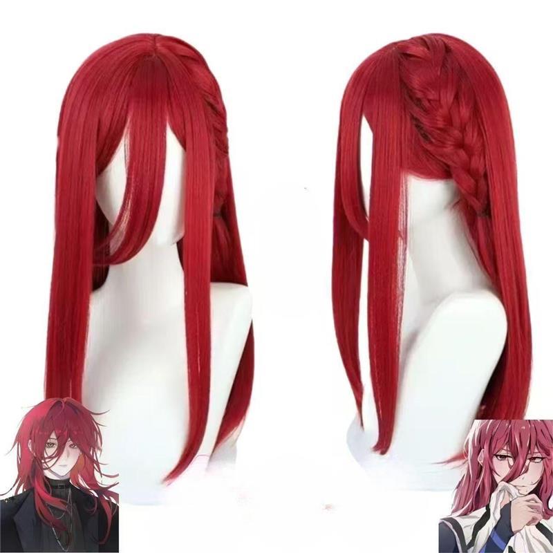 千切豹马cos假发蓝色监狱cos高度还原简单打理大红色假发自带侧面