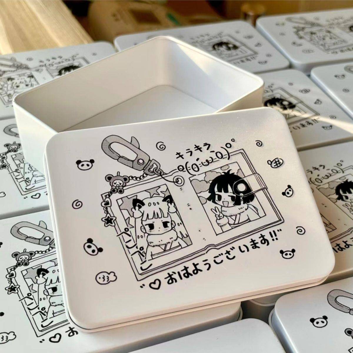 ins钥匙扣铁盒高颜值少女心小卡贴纸素材收纳盒可爱创意防水铁盒