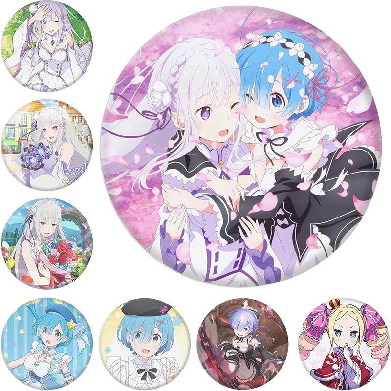 从零开始的异世界吧唧 二次元系列马口铁徽章 镜子钥匙扣周边配饰