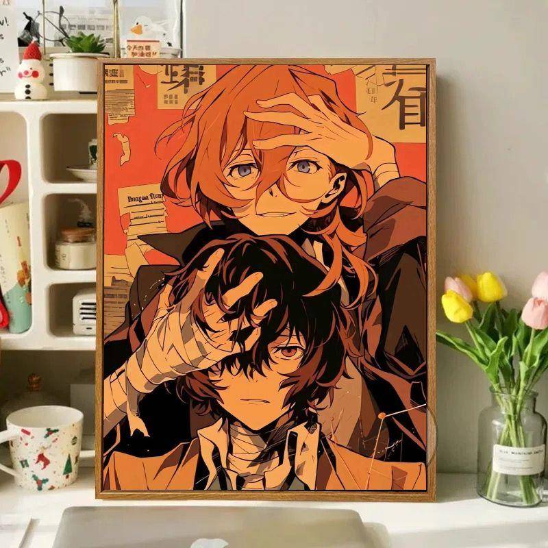 新款文豪野犬数字油画diy动漫卡通太宰治中原也填色油彩画涂鸦礼