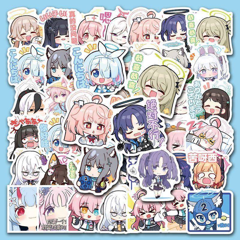 100张可爱张碧蓝表情贴纸蔚蓝二次元贴画手账星野手机防水diy装饰