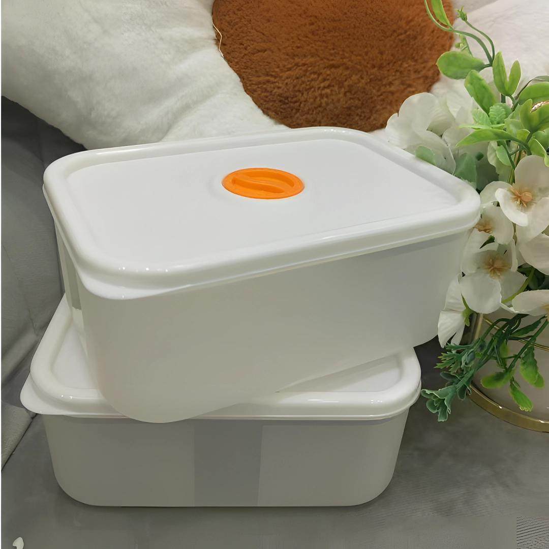 白色盖子长方形密封保鲜盒冰箱食物收纳盒便携带盖储物盒