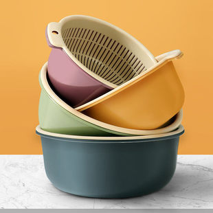 【卖爆了】双层洗菜盆沥水篮盘洗菜篮子洗菜家用厨房水槽圆形沥水