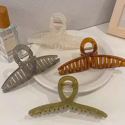 11cm新款亚克力盘发发夹后脑勺果冻简约气质优雅鲨鱼发卡夹子头饰