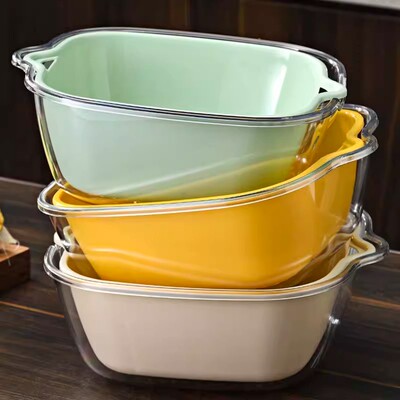 双层塑料洗菜盆沥水篮子厨房神器多功能客厅家用水果盘洗水果菜篮