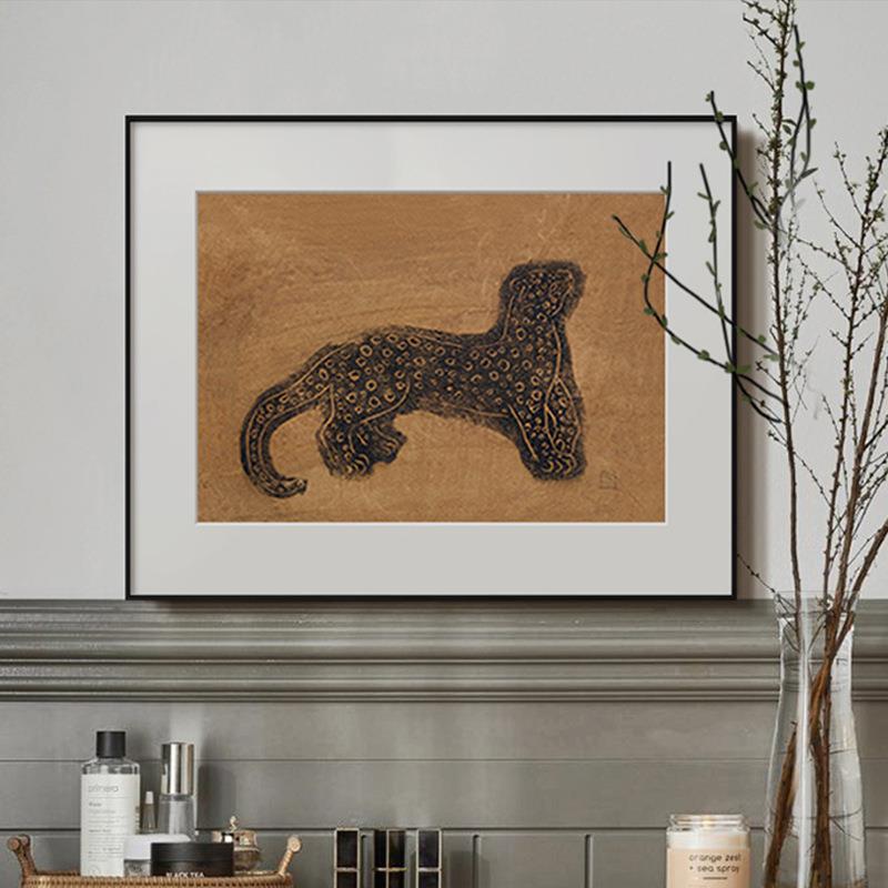 常玉法式现代艺术小众装饰画客厅餐边柜玄关卧室壁画卡纸动物挂画