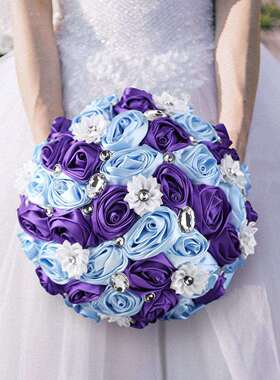 欧美水钻手捧花直销婚礼创意韩式奶白手捧花专W2425A