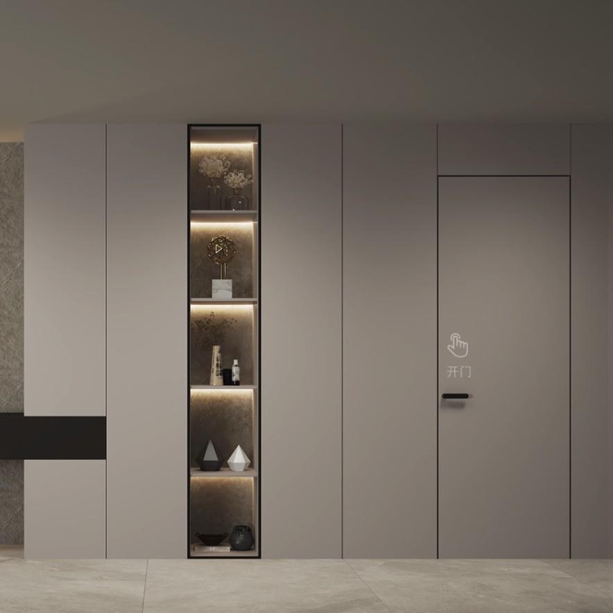 莫干山千年舟实木多层板零度无漆门室内平开隐形门衣橱柜木饰面N1