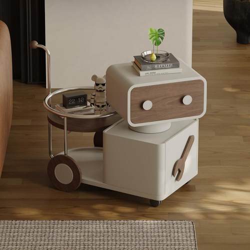 意式极简小推车沙发边几可移动客厅家用创意可爱卡通边柜奶油风