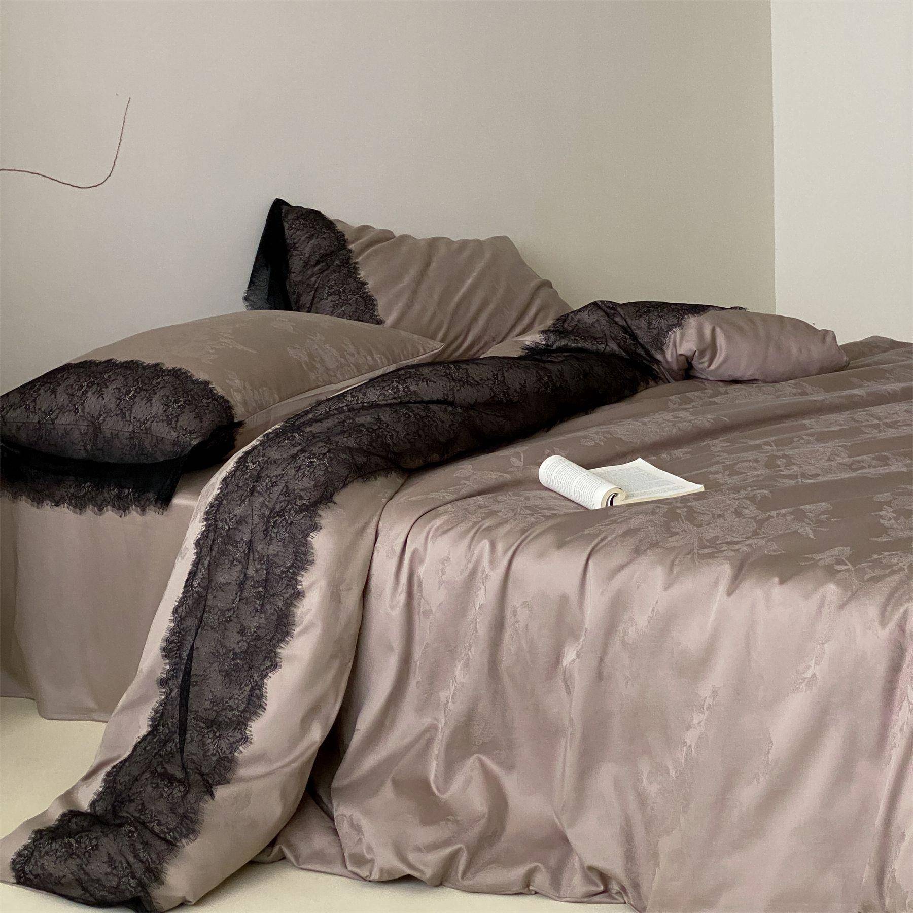 法式复古蕾丝花边50支全棉长绒棉提花四件套公主风轻奢简约套件