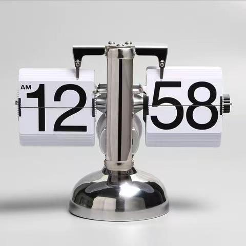 创意翻页钟表复古客厅摆件现代简约妙刻座钟单脚小天平翻牌钟