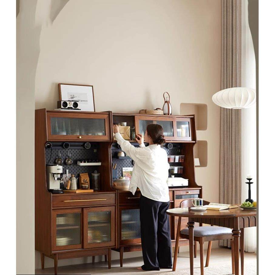 北欧实木餐边柜家用小户型多功能靠墙置物架餐厅复古收纳储物柜