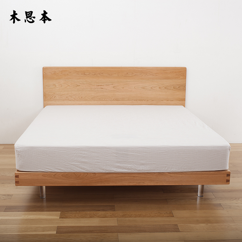 安奇全实木床榫卯结构悬浮北欧日式无床垫硬板床白蜡樱桃黑胡桃木