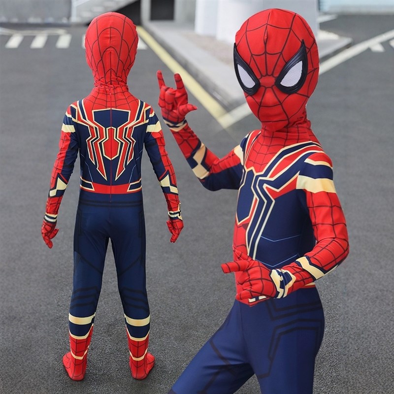 钢铁蜘蛛侠衣服儿童cos套装男孩女连体衣六一表演紧身衣战成人版