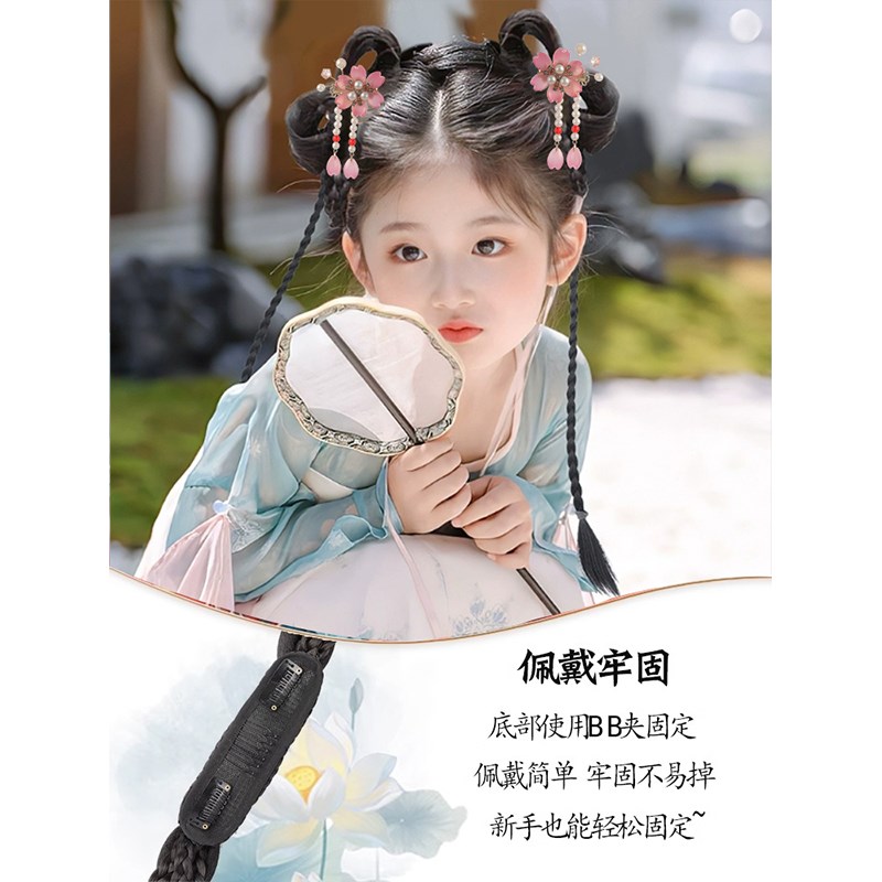 汉服假发包儿童发饰古装盘发一体式发箍女童古风假发造型发髻头饰