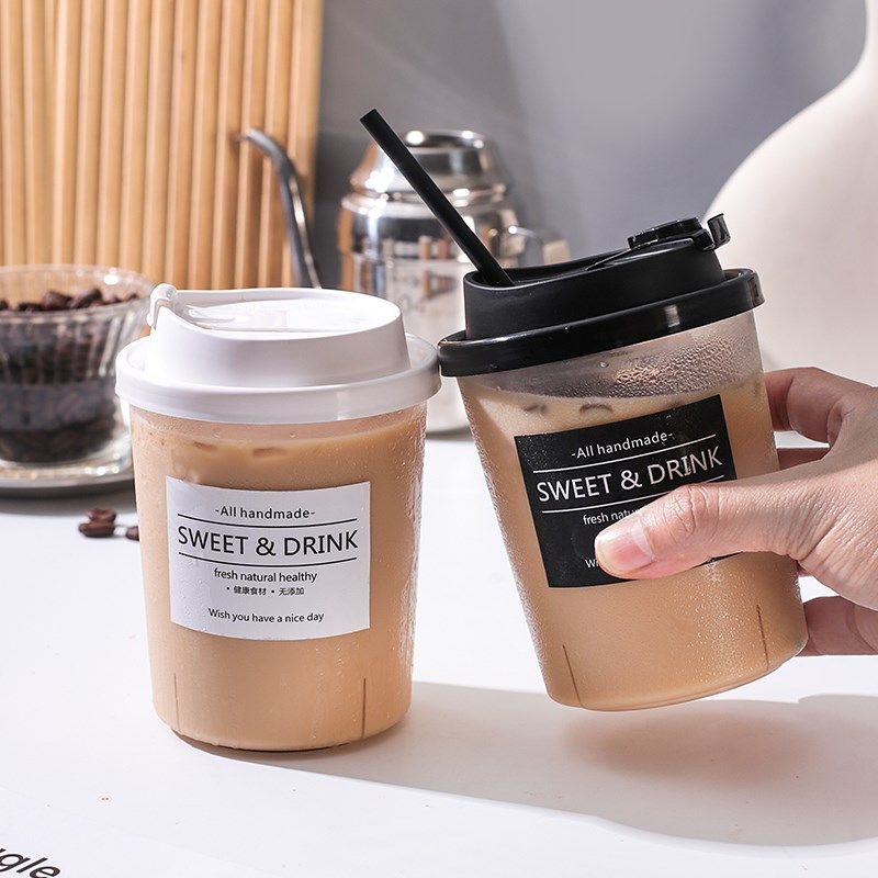 [直男杯】一次性奶茶杯耐高温加厚pp杯磨砂咖啡杯外卖打包网红