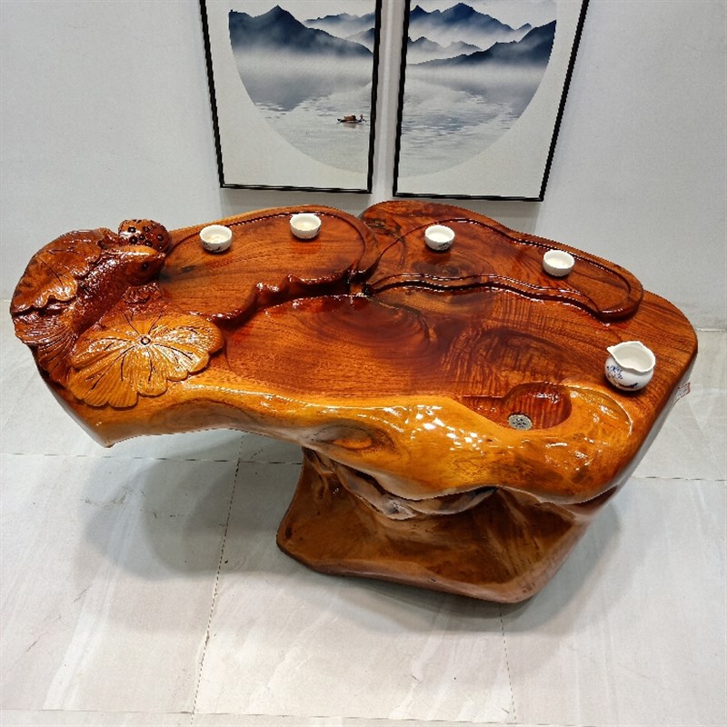 实木根雕茶几整体香樟楠木茶海客厅树头大小茶台阳台茶桌原木树根